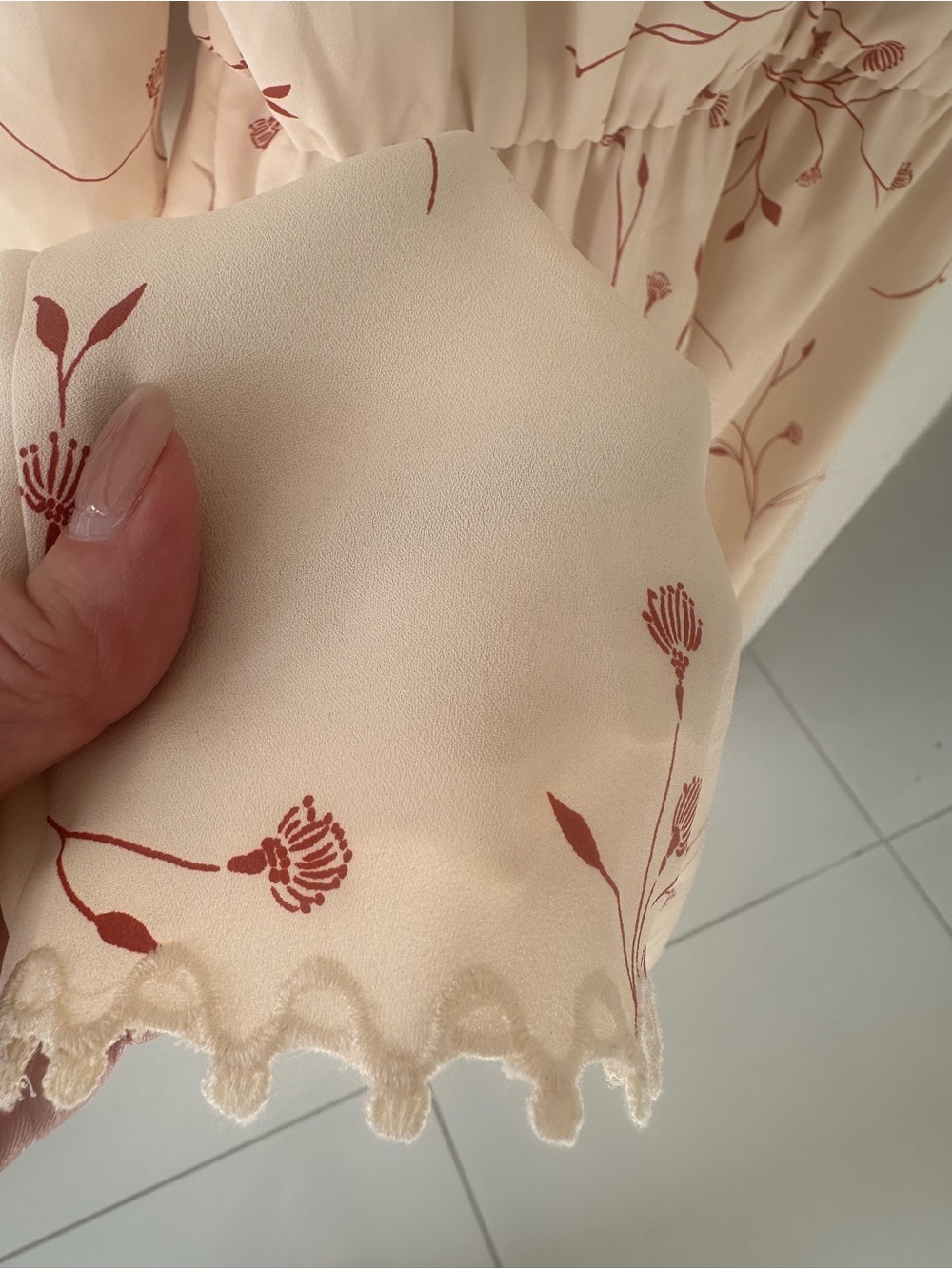 Joie Dakota Summer Cottagecore Fairycore Cream Dress with Red Floral Print - Picture 7 of 9